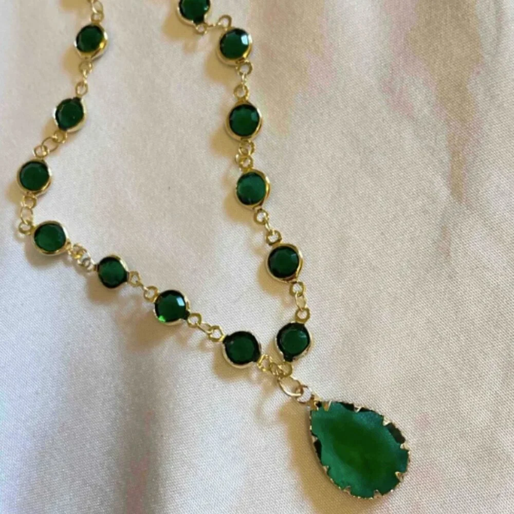 Emerald Elegance 18k Gold Filled Necklace - Picture 2 of 3